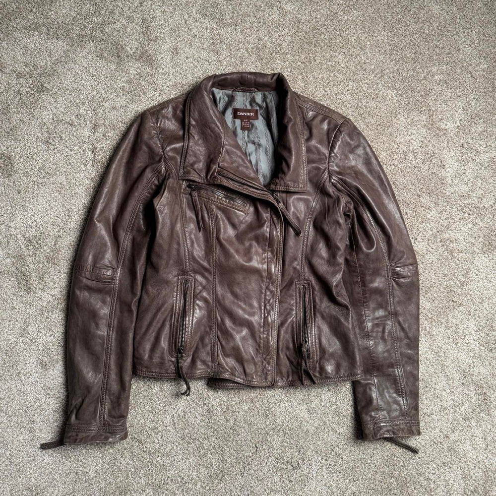 DANIER OVER-DYED LEATHER MOTO JACKET